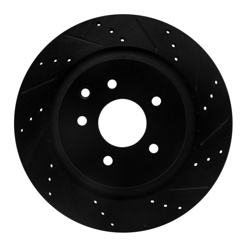 Infiniti G35 Brake Rotor (1) - Rear Right - R1 Concepts - Drilled & Slotted - Black - `07-`15